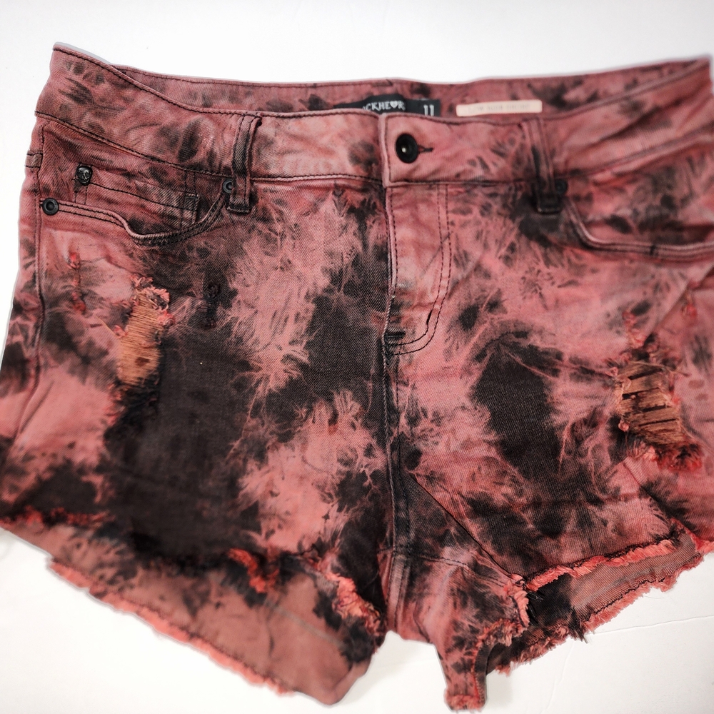 Blackheart Pink and Black Tie-Dye Jean Shorts